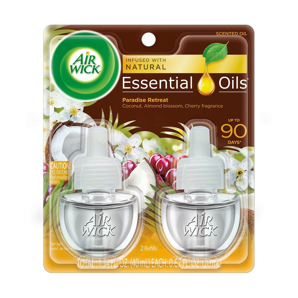 Air Wick Plug in Scented Oil Refill, Paradise Retreat Air Freshener, 2 Ct